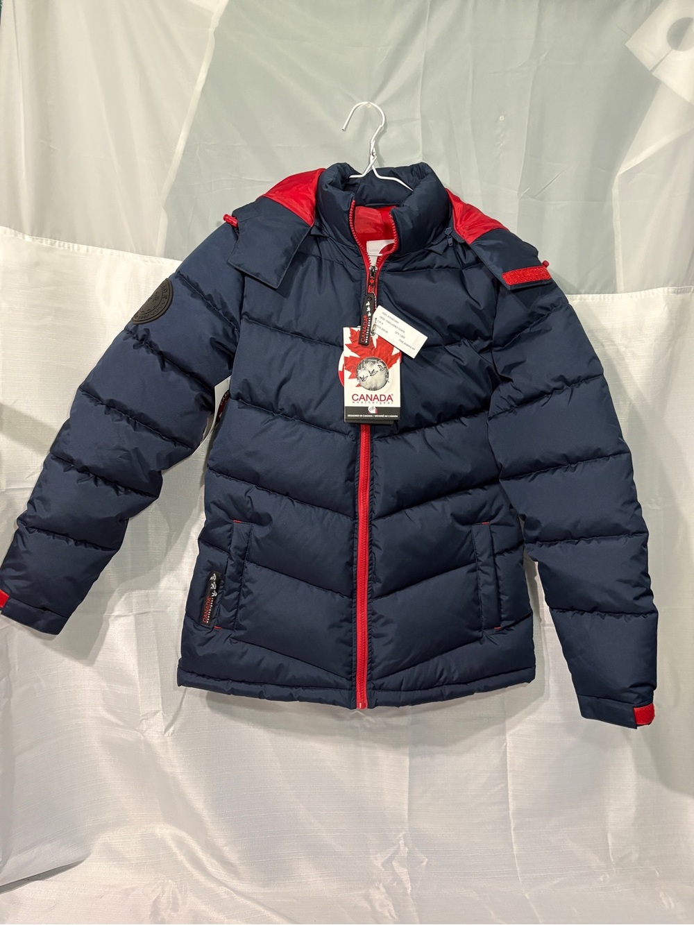 Canada Weather Gear Navy & Red Quilted Ski Puffer Jacket
